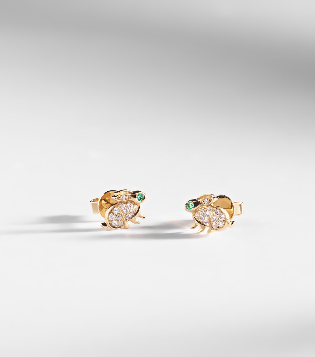 Bunny 18kt gold earrings with diamonds and emeralds | Anita Ko