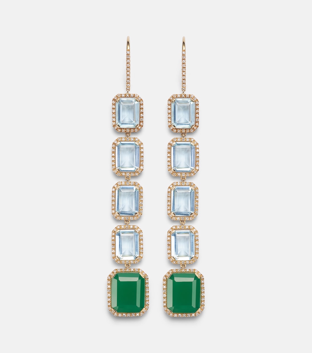 Tier Portrait 18kt gold drop earrings with topaz, agate, and diamonds | Shay Jewelry