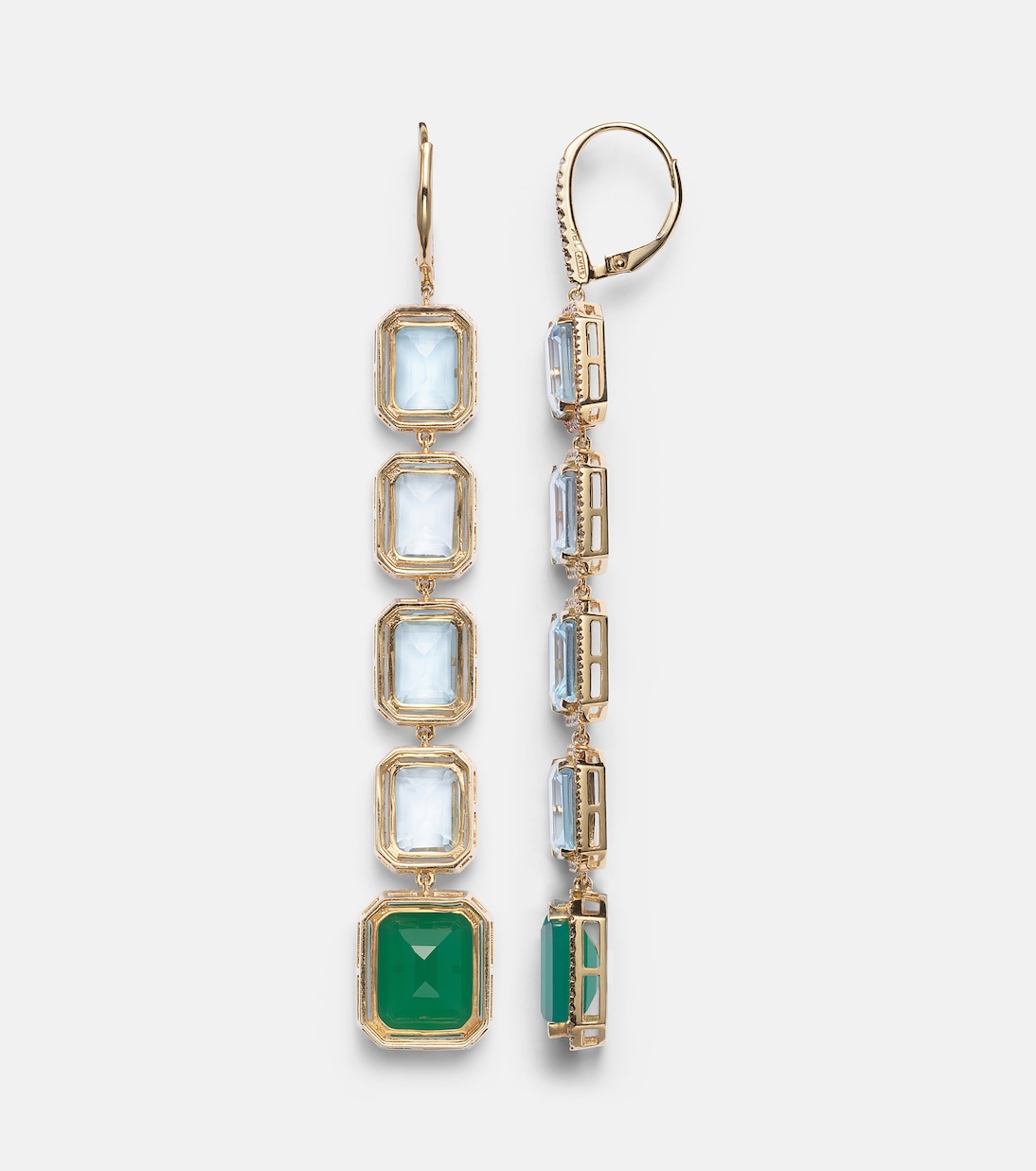 Tier Portrait 18kt gold drop earrings with topaz, agate, and diamonds | Shay Jewelry