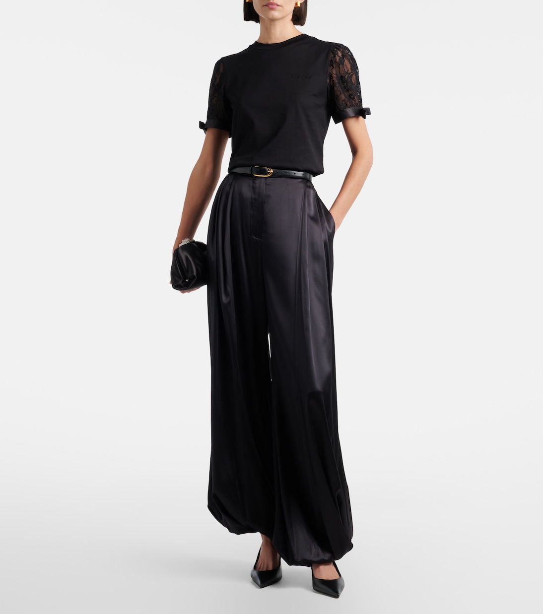 Lace-trimmed cotton jersey T-shirt | Nina Ricci