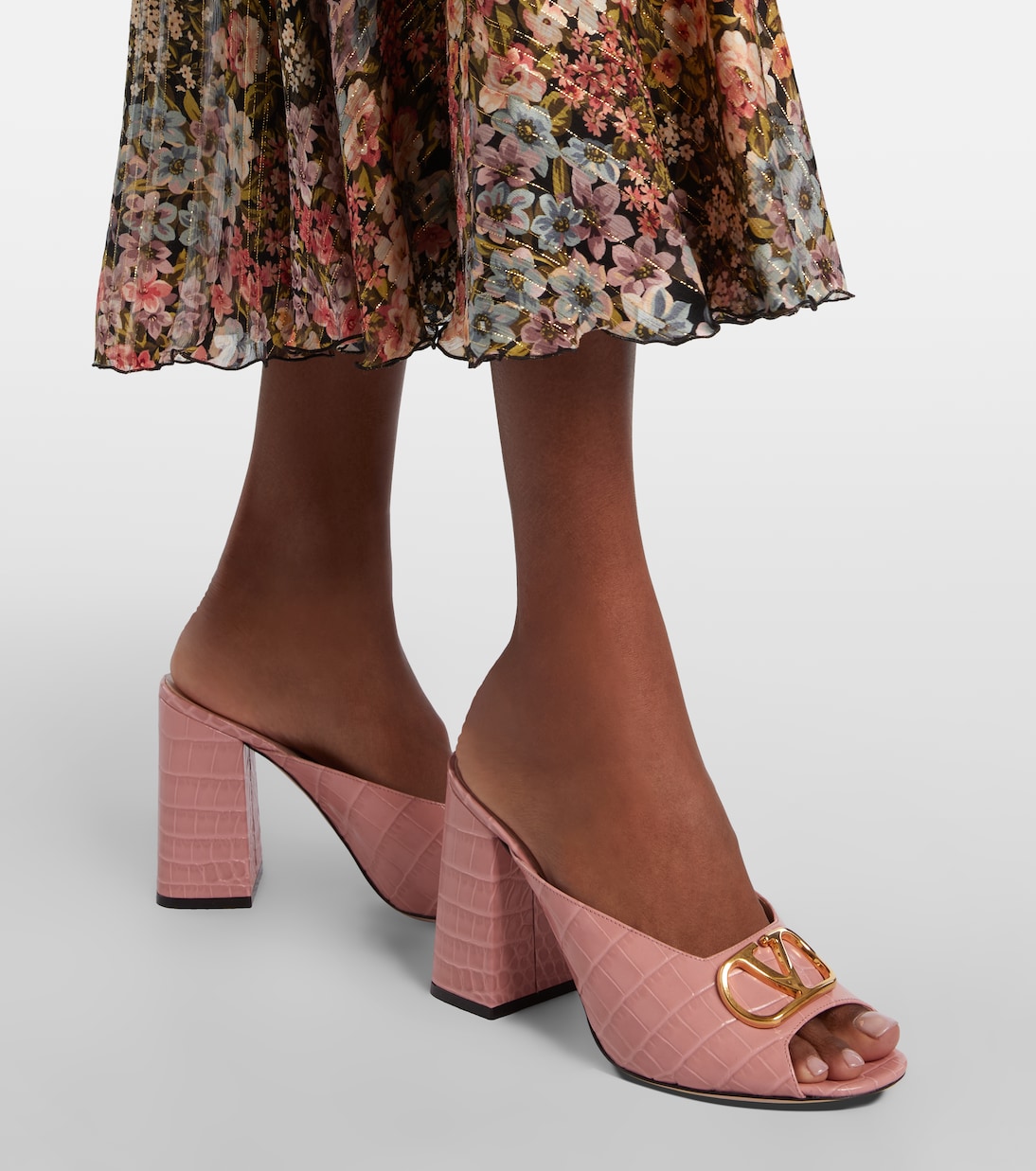 VLogo croc-effect leather mules | Valentino Garavani