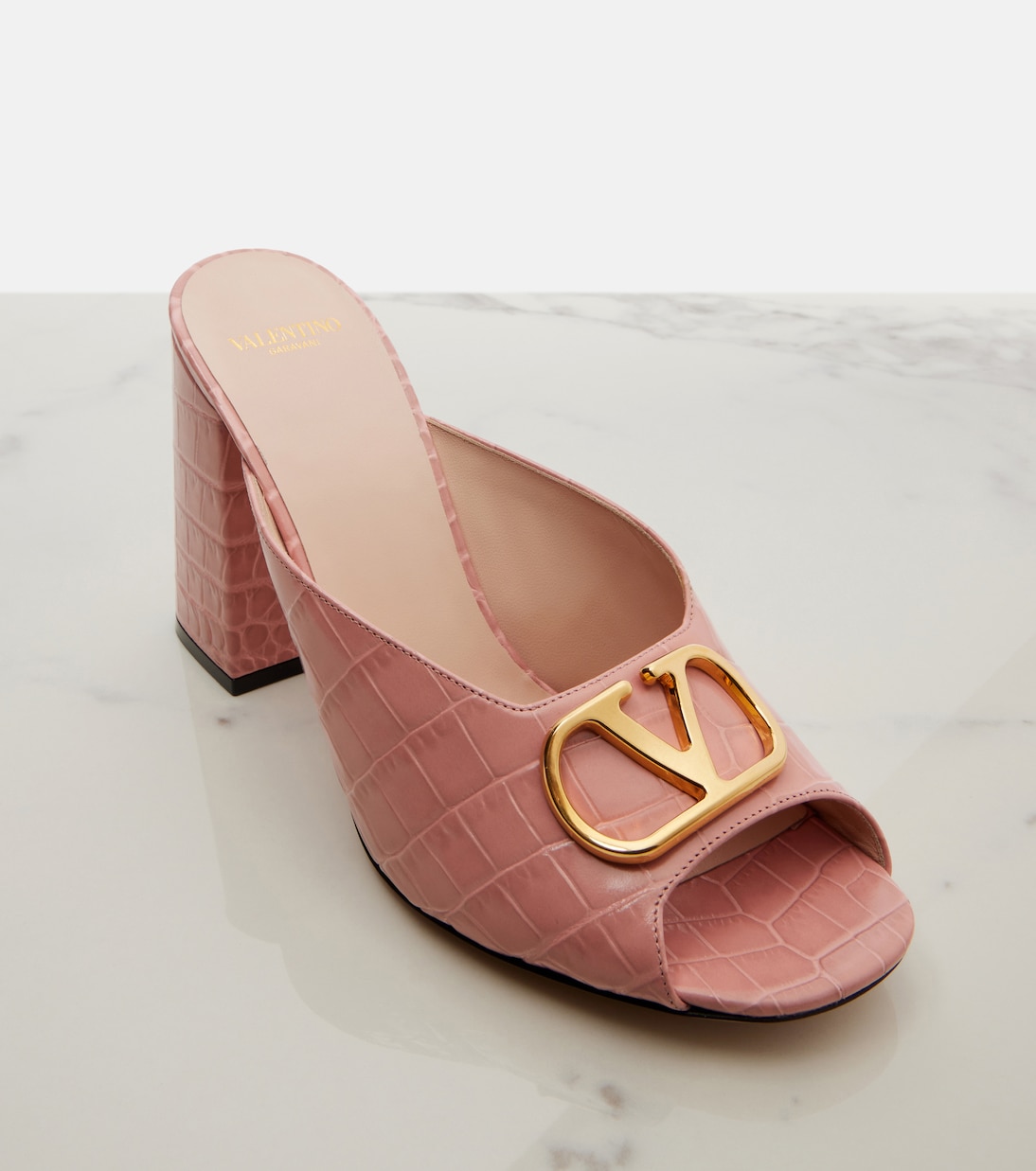 VLogo croc-effect leather mules | Valentino Garavani
