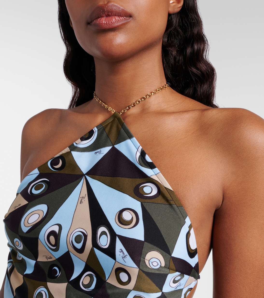 Occhi cutout halterneck swimsuit | Pucci