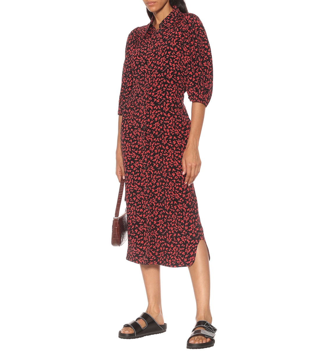Bedrucktes Midikleid aus Crêpe | Ganni