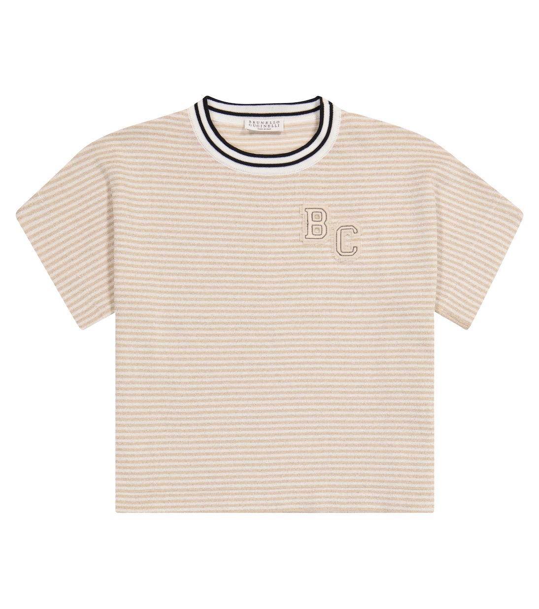 T-shirt a righe in maglia di misto cotone | Brunello Cucinelli Kids