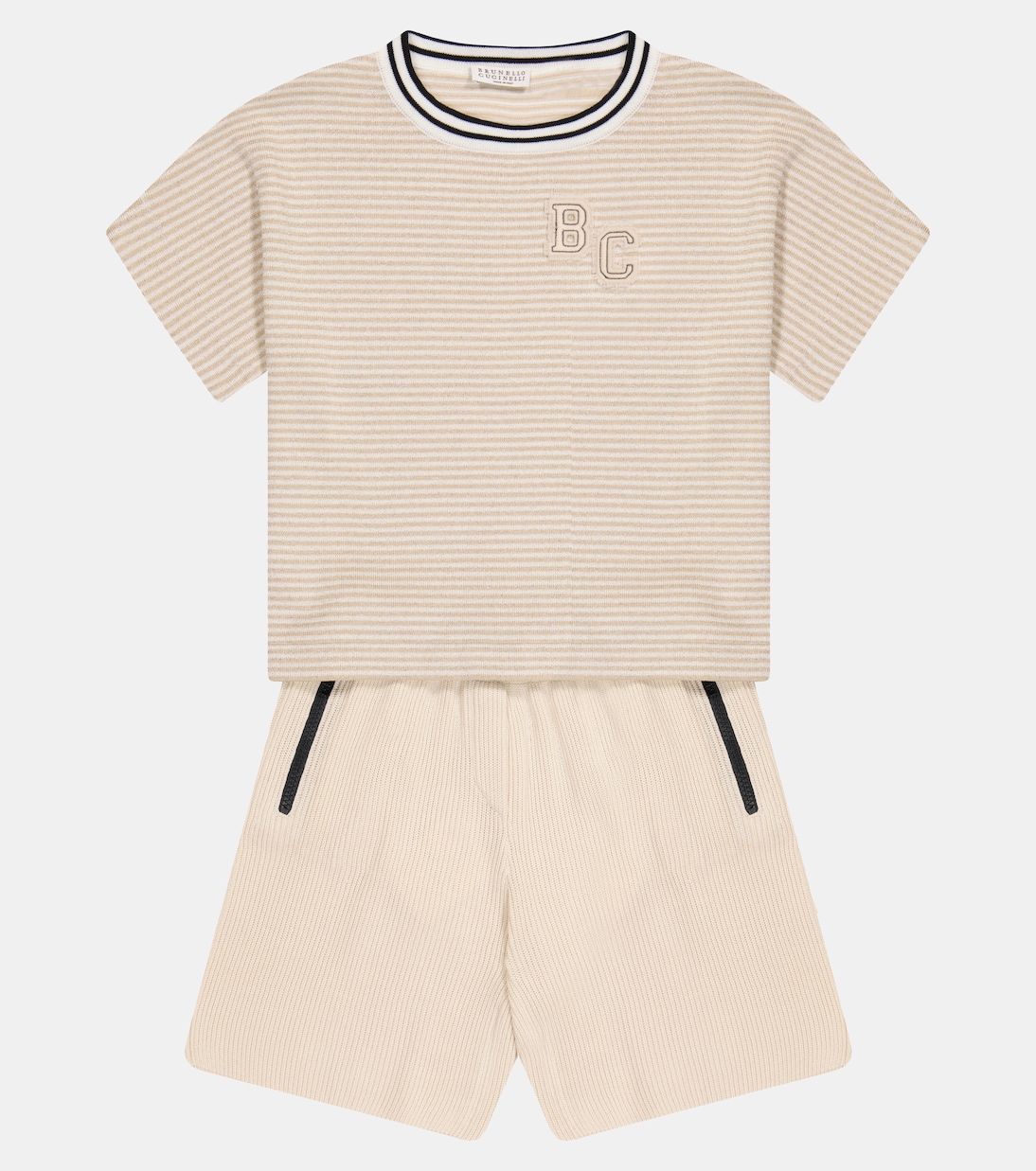 T-shirt a righe in maglia di misto cotone | Brunello Cucinelli Kids