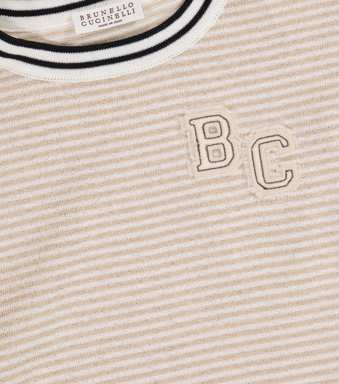 T-shirt a righe in maglia di misto cotone | Brunello Cucinelli Kids