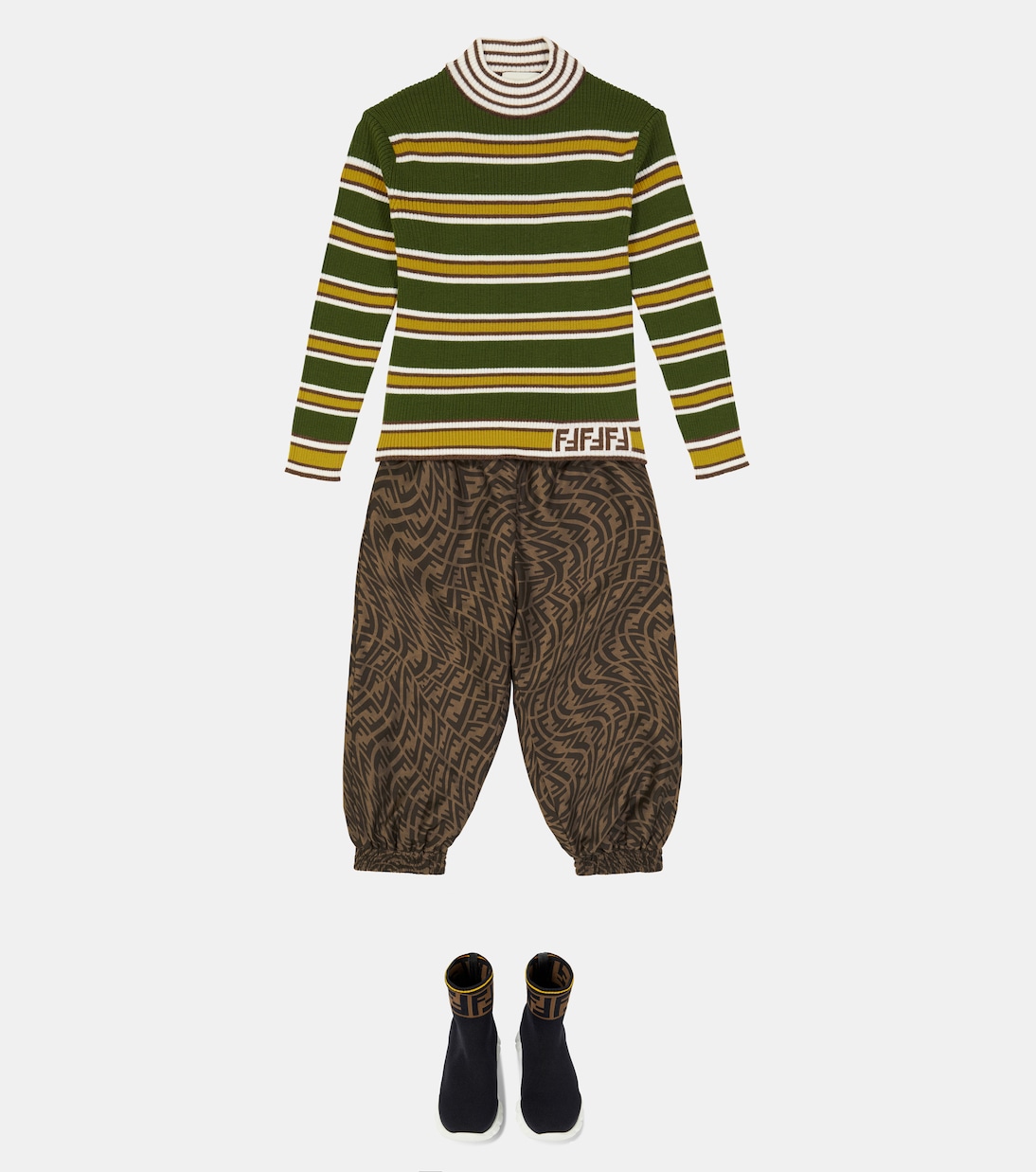 Striped wool turtleneck sweater | Fendi Kids