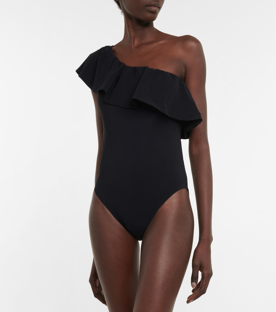 One-shoulder ruffle-trimmed swimsuit | Karla Colletto