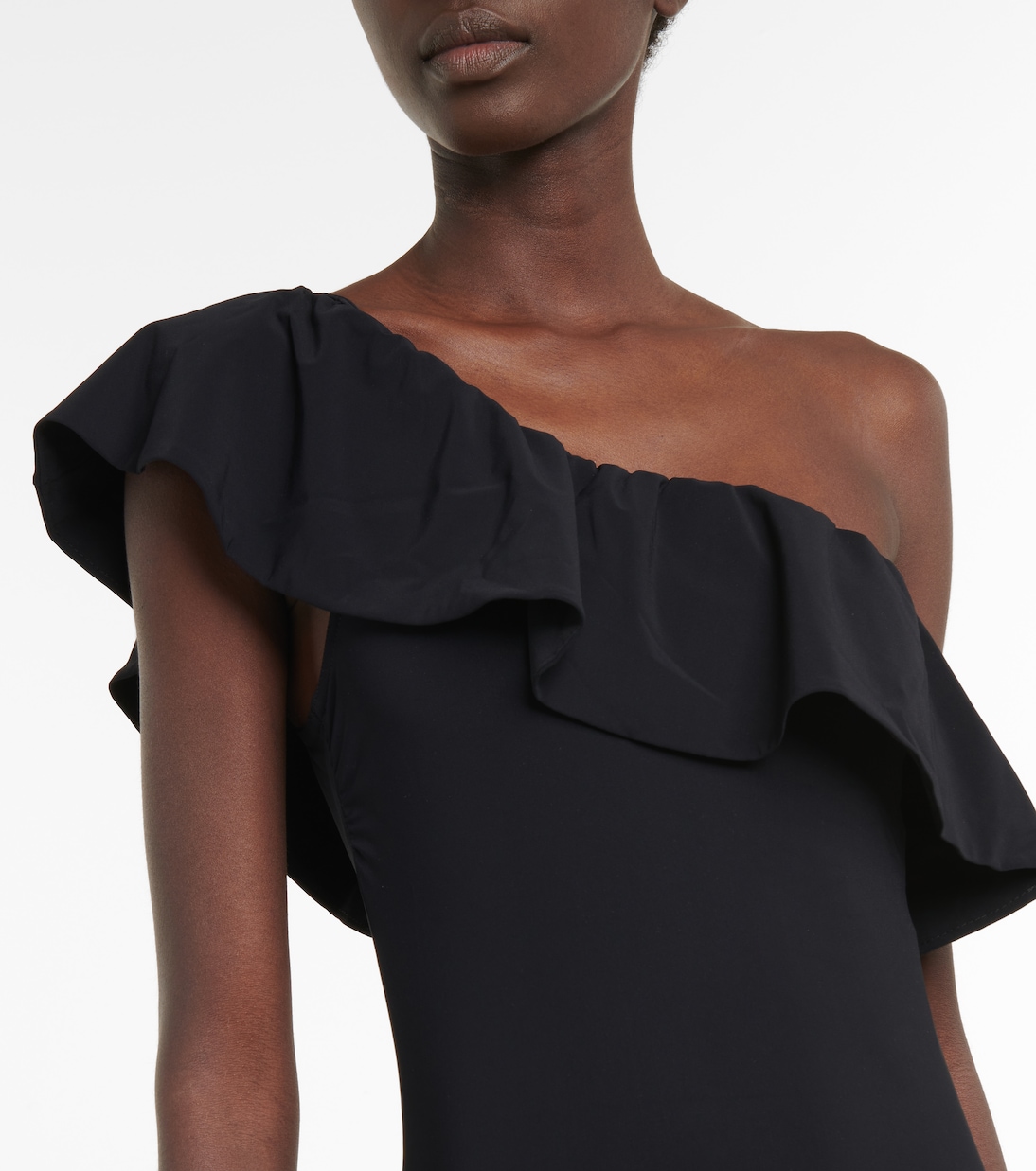 One-shoulder ruffle-trimmed swimsuit | Karla Colletto