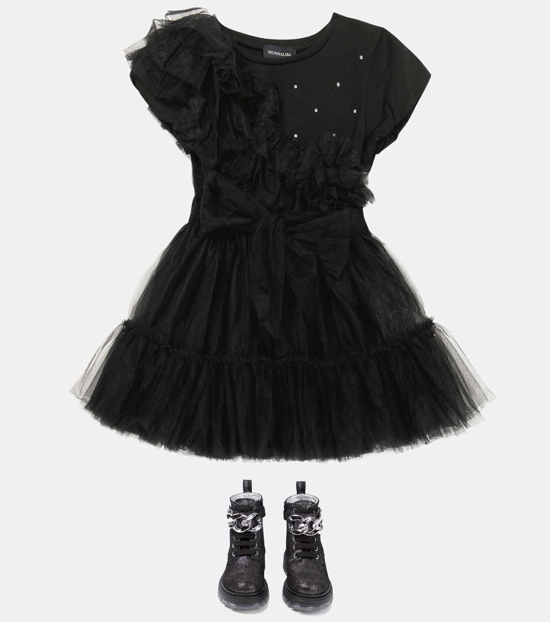 Verziertes Kleid aus Tüll | Monnalisa