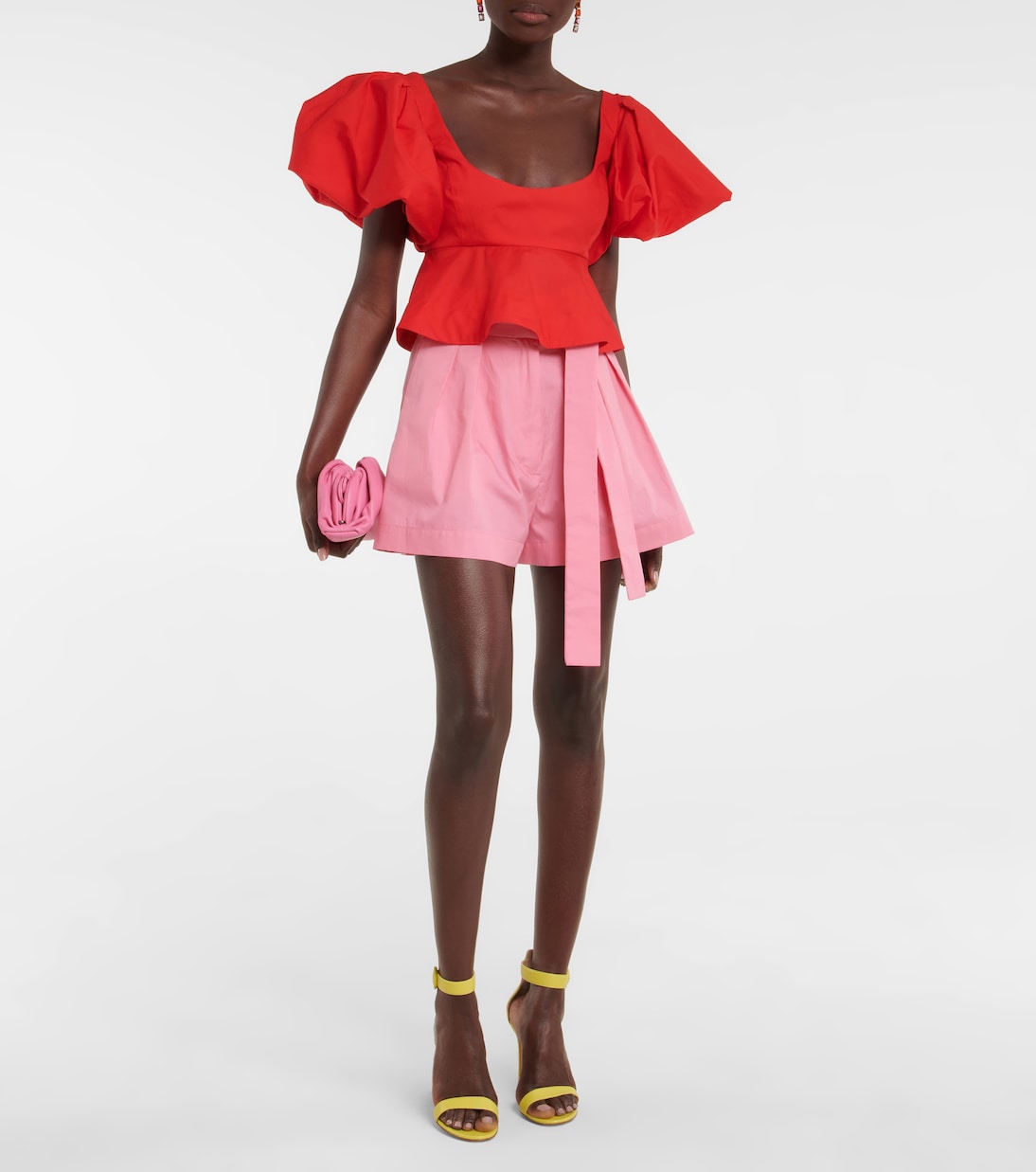 Shorts in popeline di cotone a vita alta | Oscar de la Renta