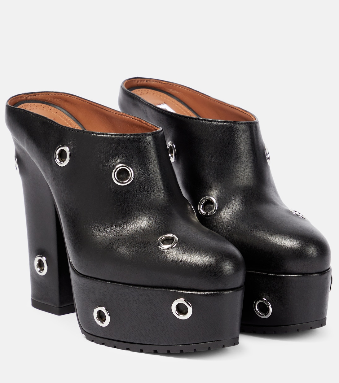 Mules à plateau en cuir à ornements | Alaïa
