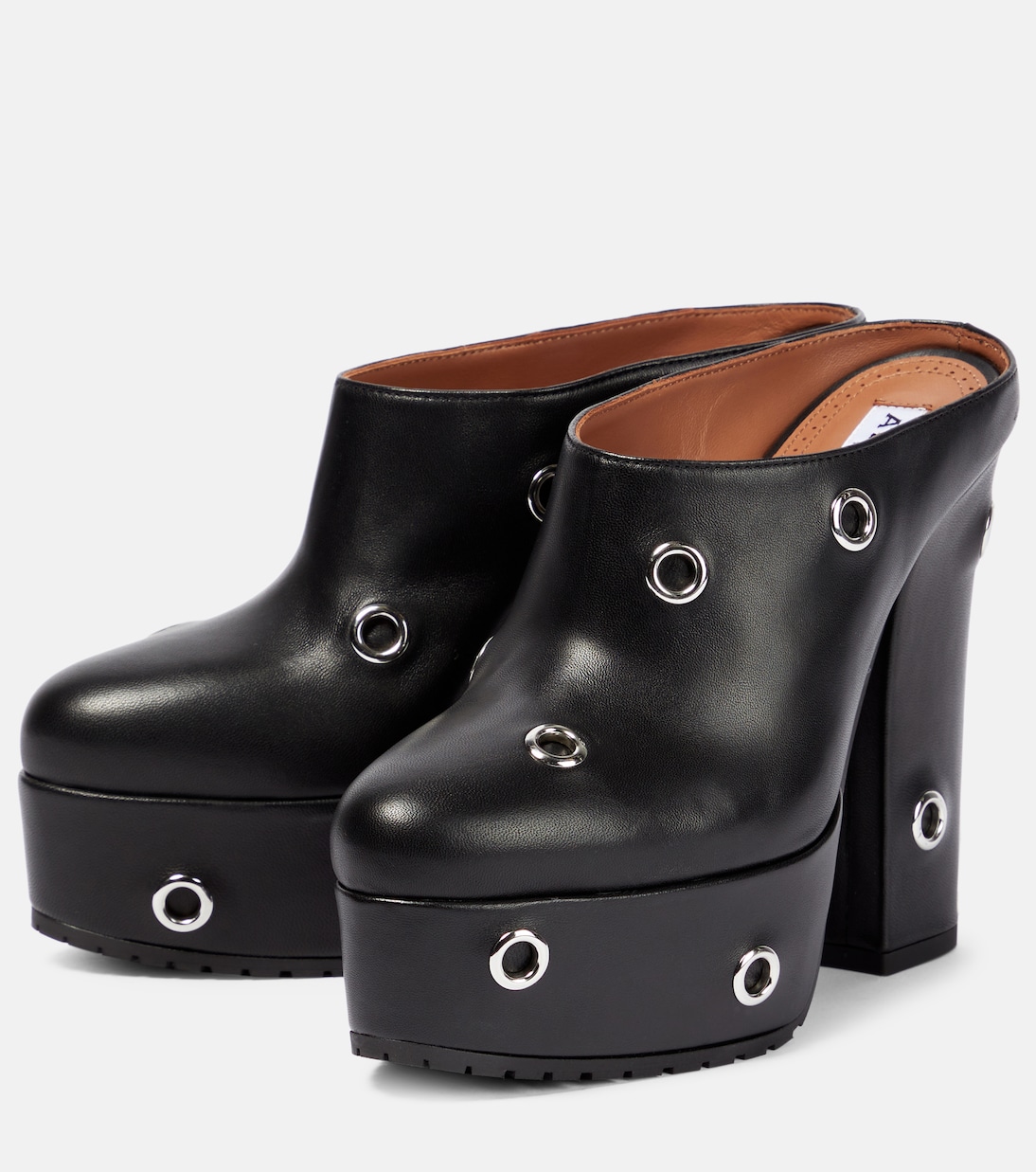 Mules à plateau en cuir à ornements | Alaïa