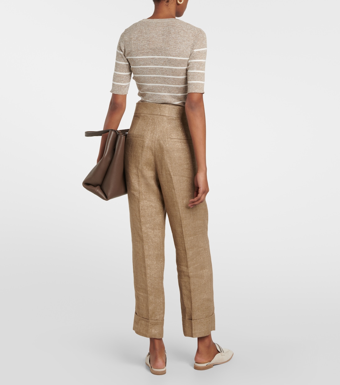 Mid-rise tapered linen pants | Brunello Cucinelli