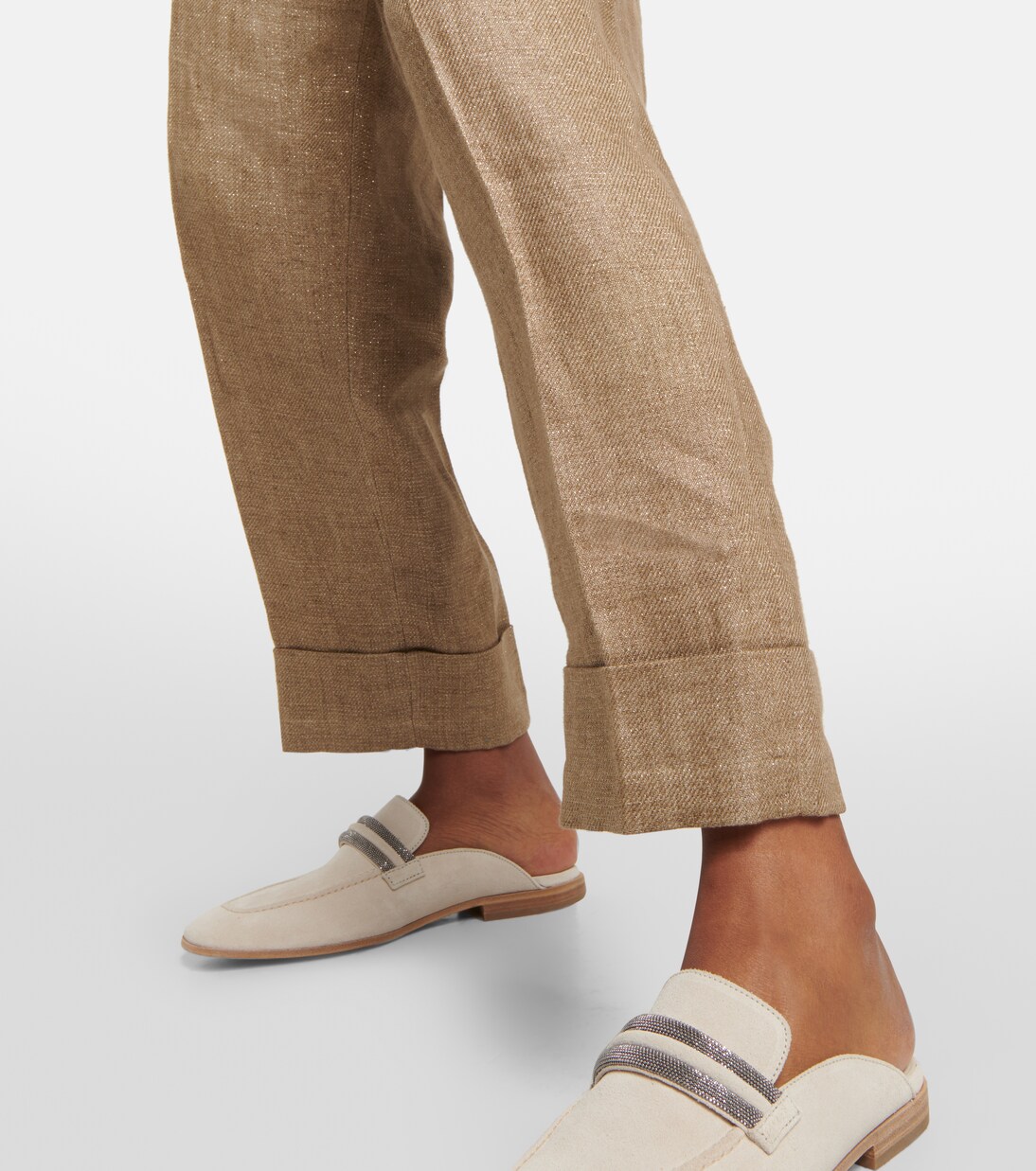 Mid-rise tapered linen pants | Brunello Cucinelli