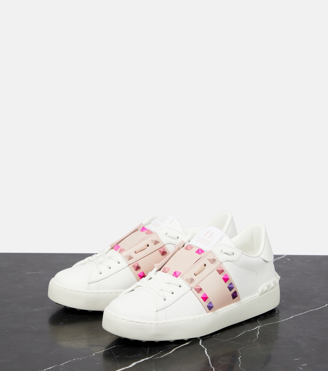 Rockstud Untitled leather sneakers in pink Valentino Garavani Mytheresa