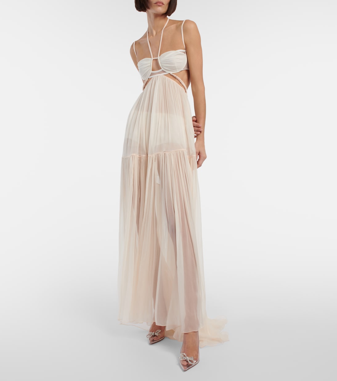 Bridal silk chiffon gown | Nensi Dojaka