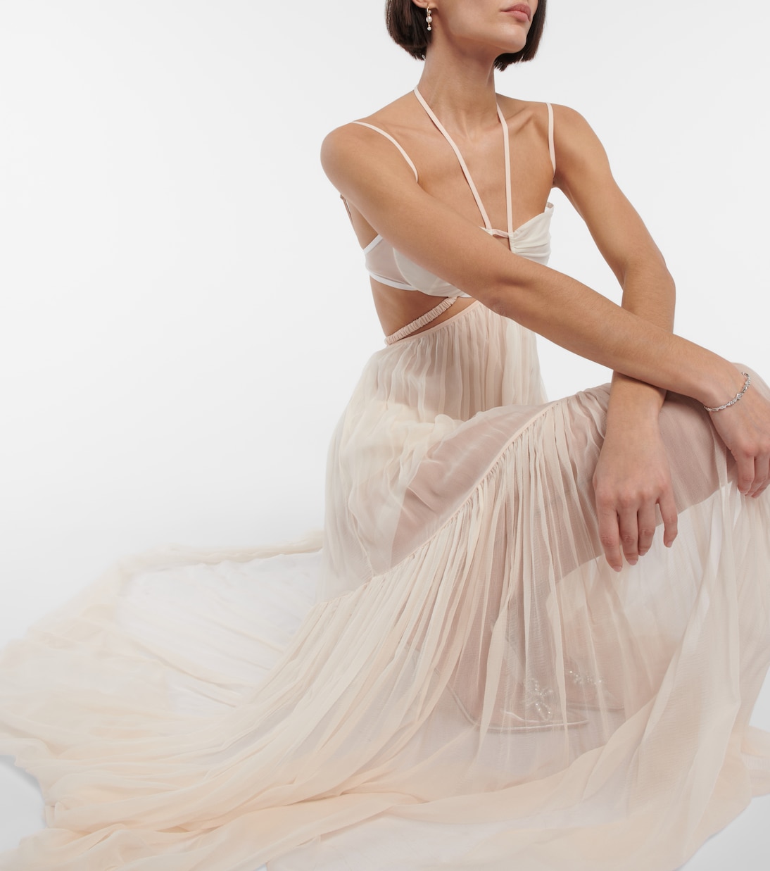Bridal silk chiffon gown | Nensi Dojaka