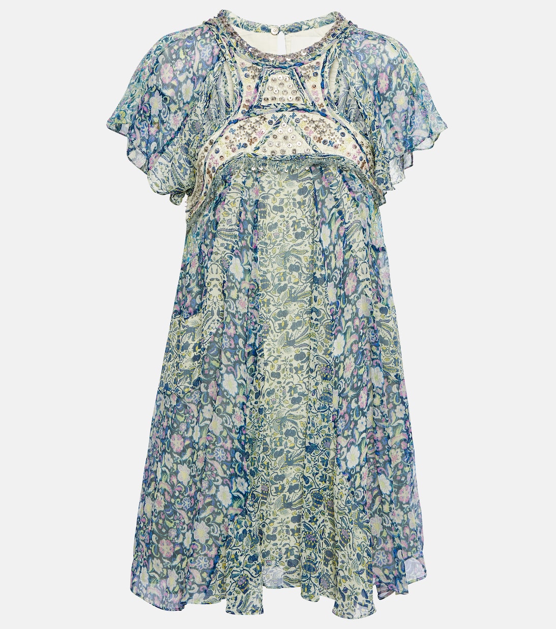 Vestido corto Odile de seda estampado | Isabel Marant