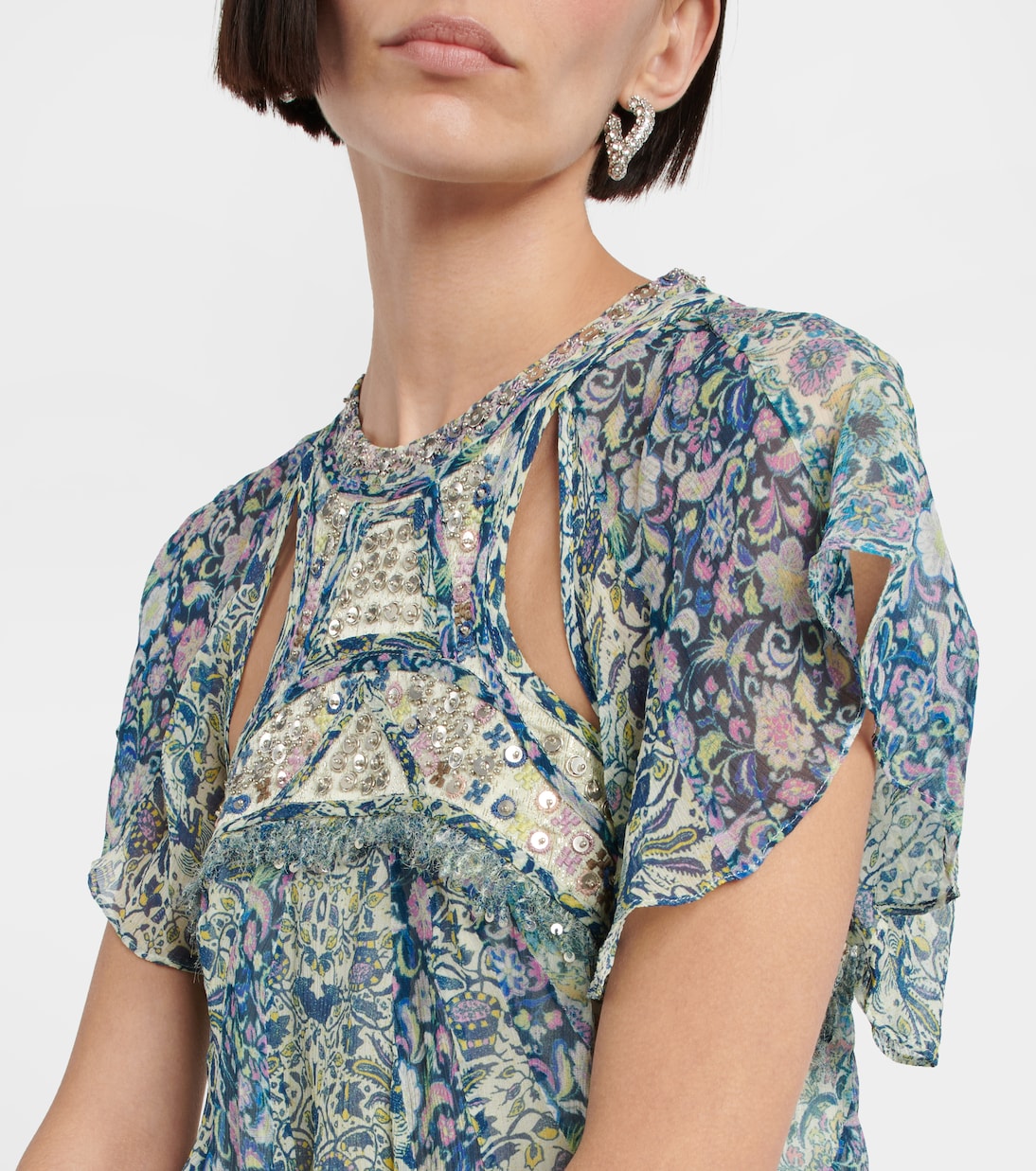 Vestido corto Odile de seda estampado | Isabel Marant