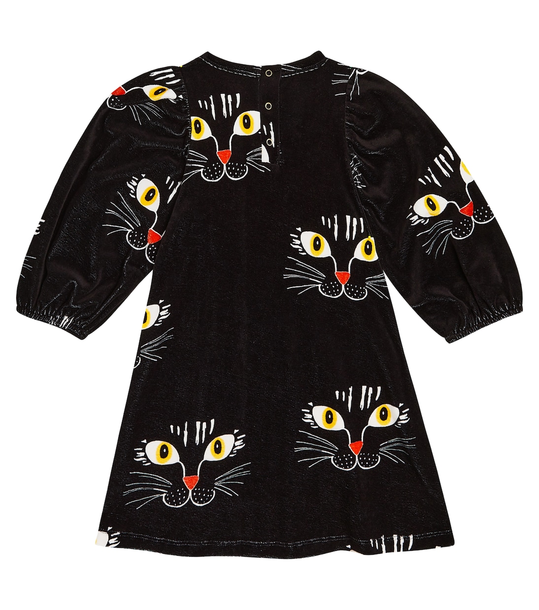 Abito Cat Face in velluto di cotone con stampa | Mini Rodini