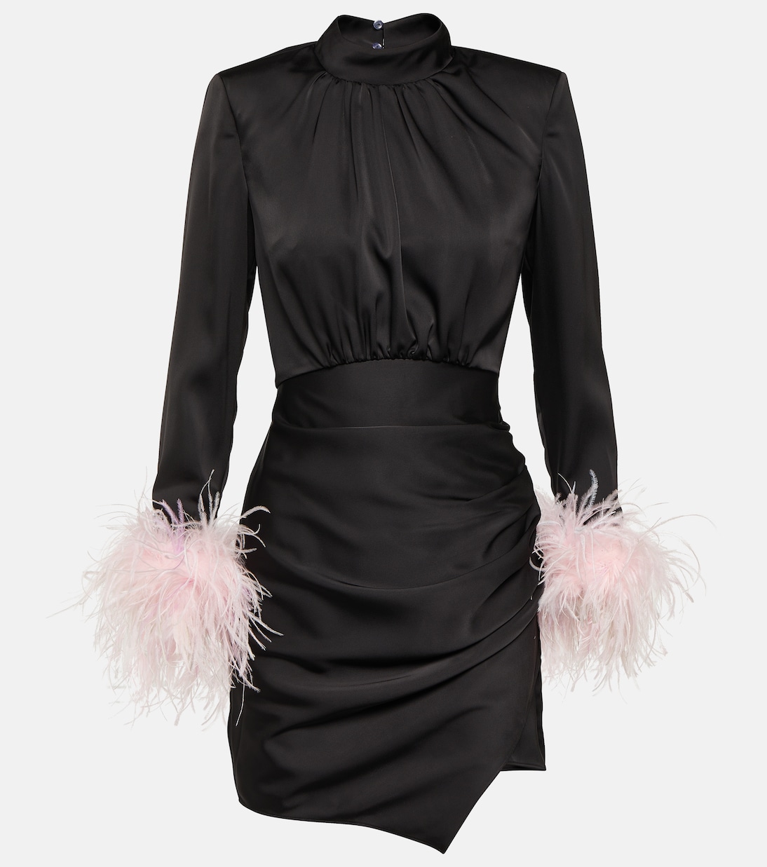 Minikleid aus Satin mit Federn | Self-Portrait