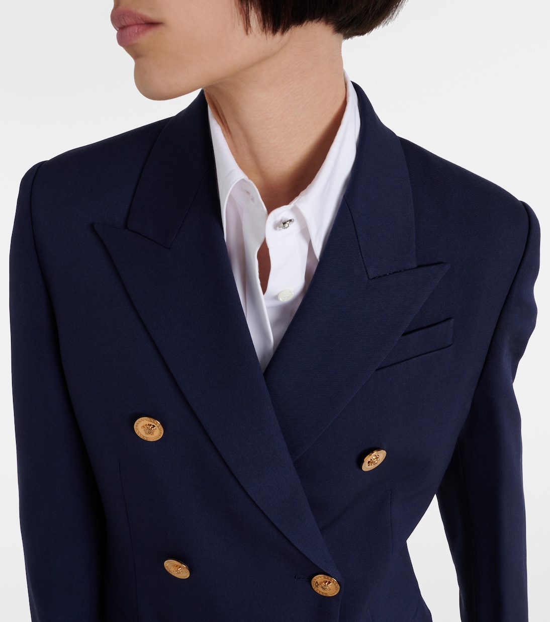 Medusa double-breasted wool blazer | Versace