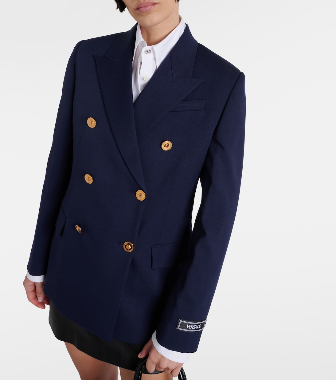 Medusa double-breasted wool blazer | Versace