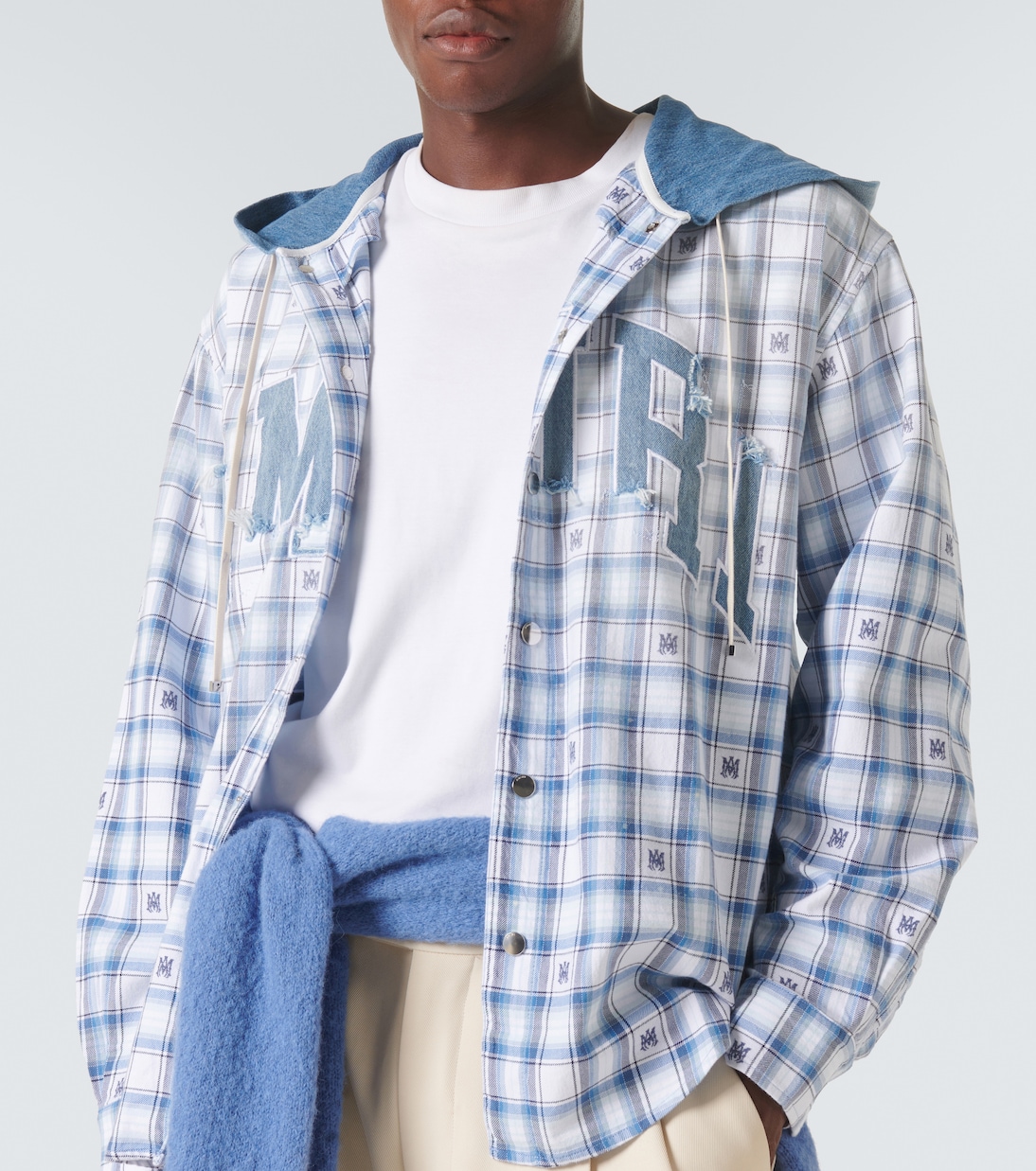 Sobrecamisa con capucha a cuadros | Amiri