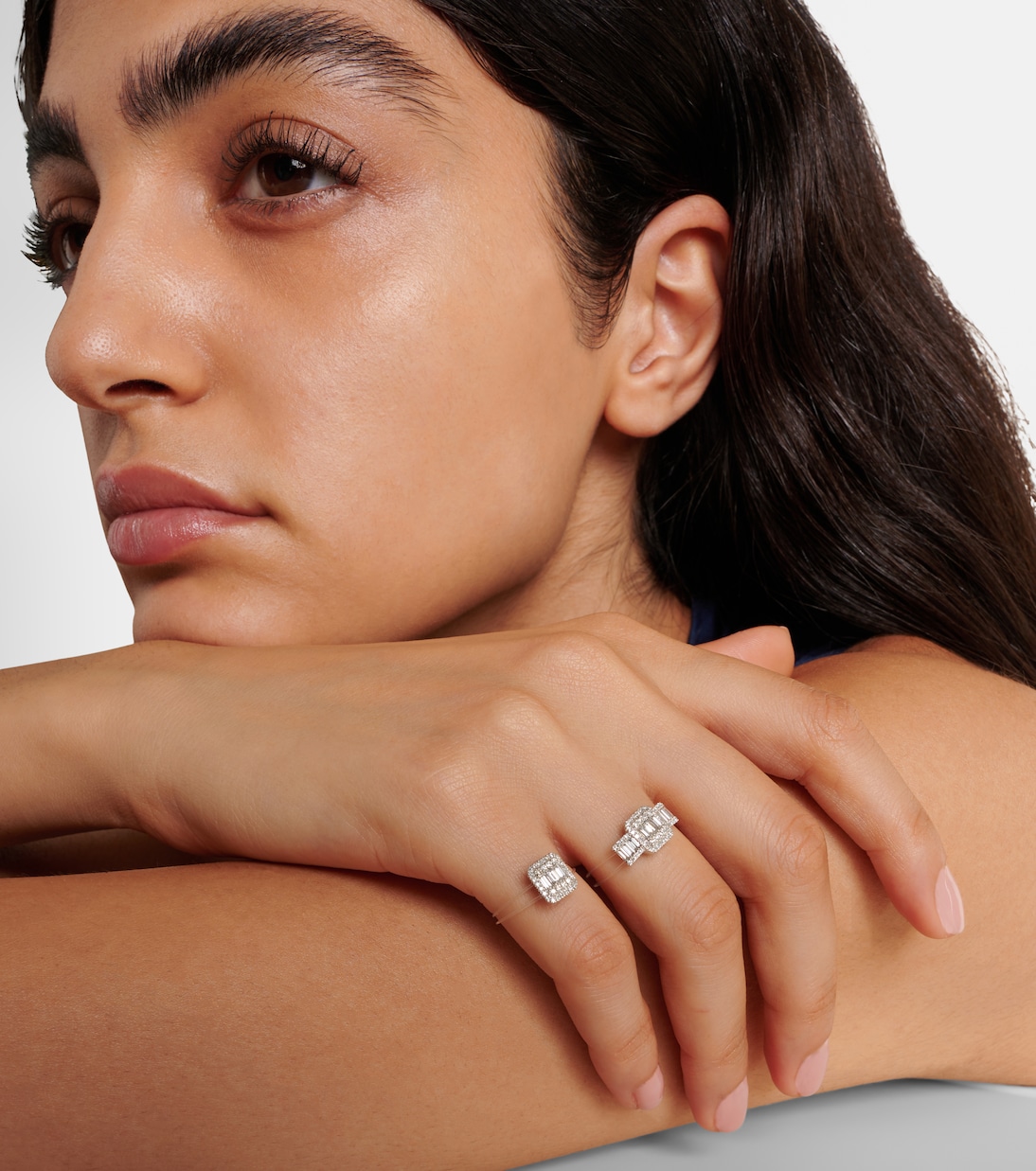Bague Floating en or blanc 18 ct et diamants | Persée