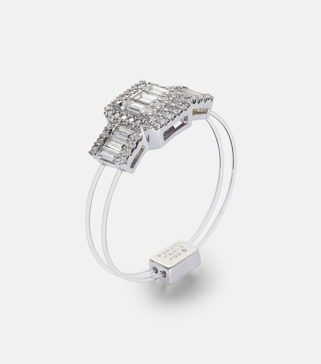 Bague Floating en or blanc 18 ct et diamants | Persée
