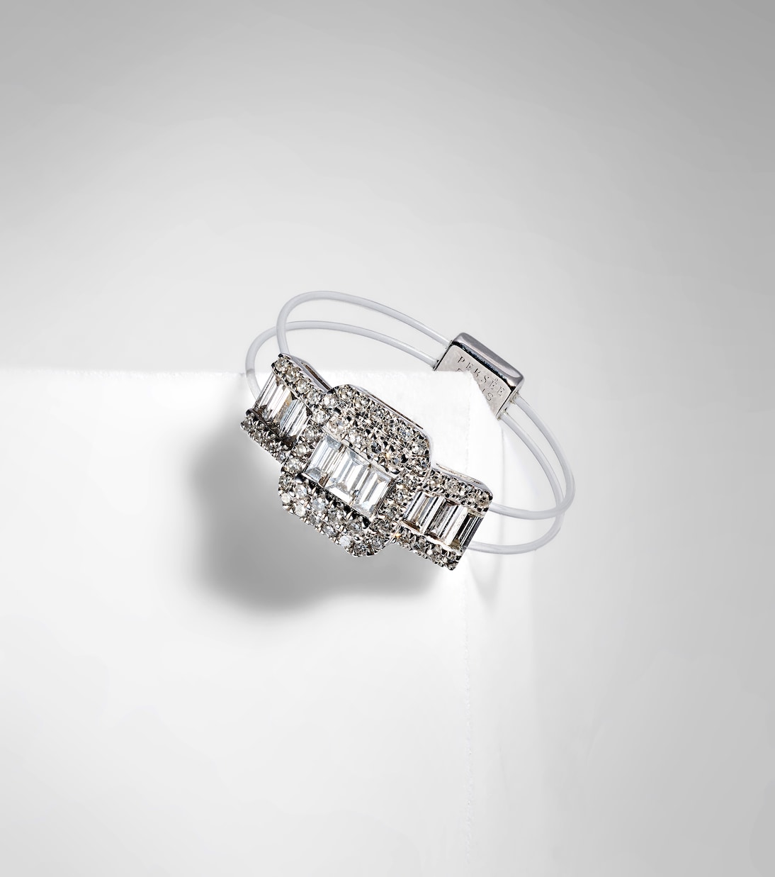 Bague Floating en or blanc 18 ct et diamants | Persée