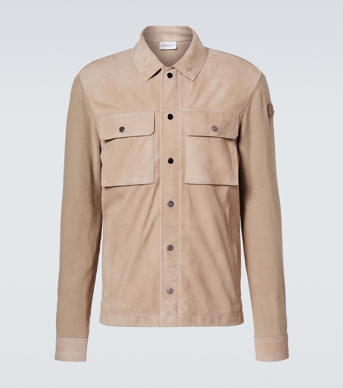 Leather-trimmed wool cardigan | Moncler