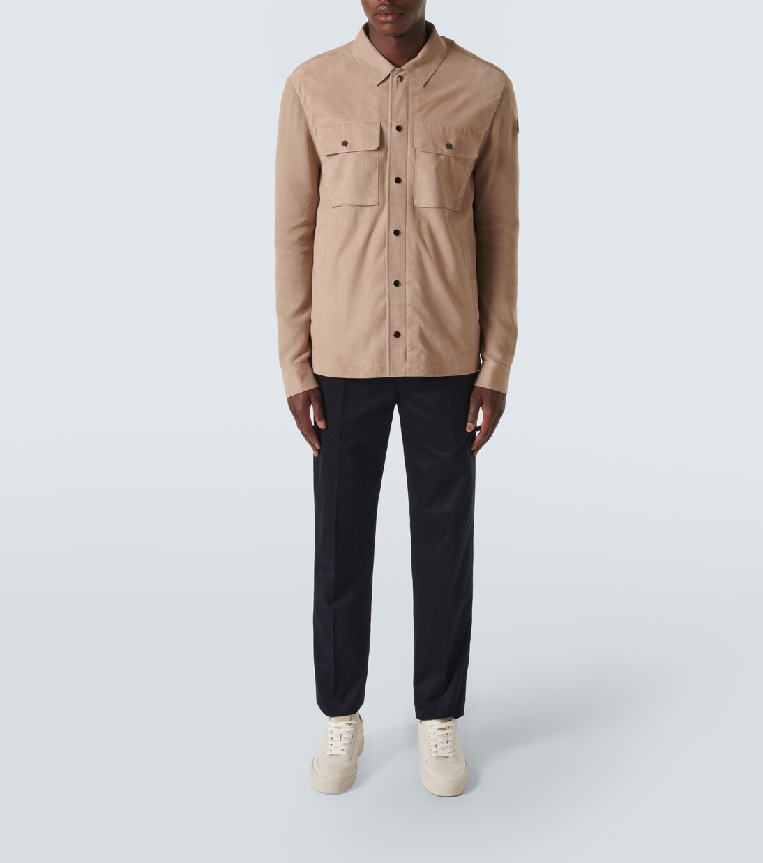 Leather-trimmed wool cardigan | Moncler