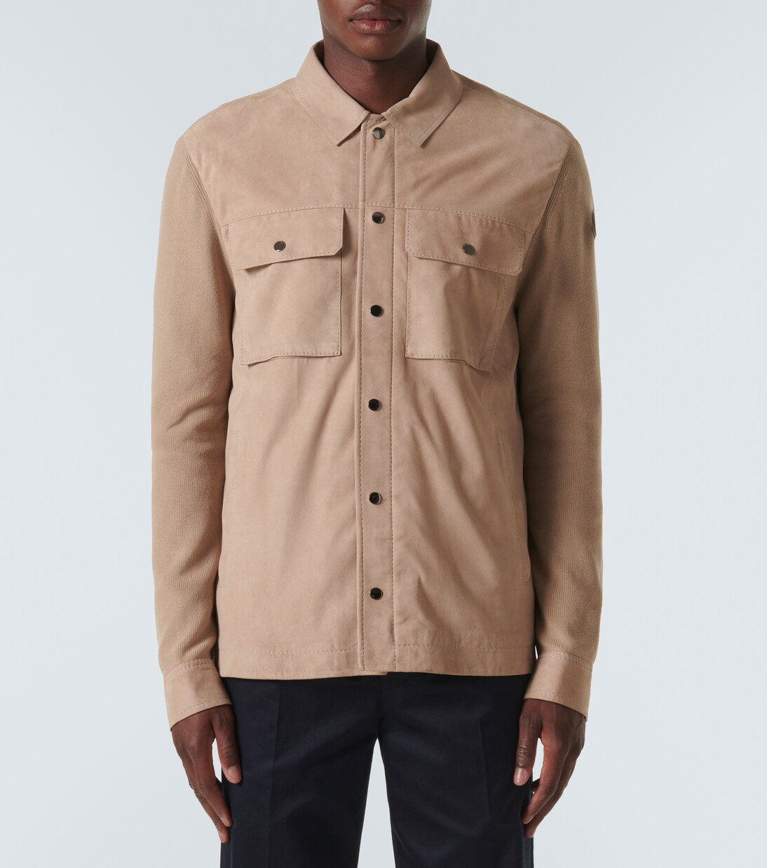 Leather-trimmed wool cardigan | Moncler
