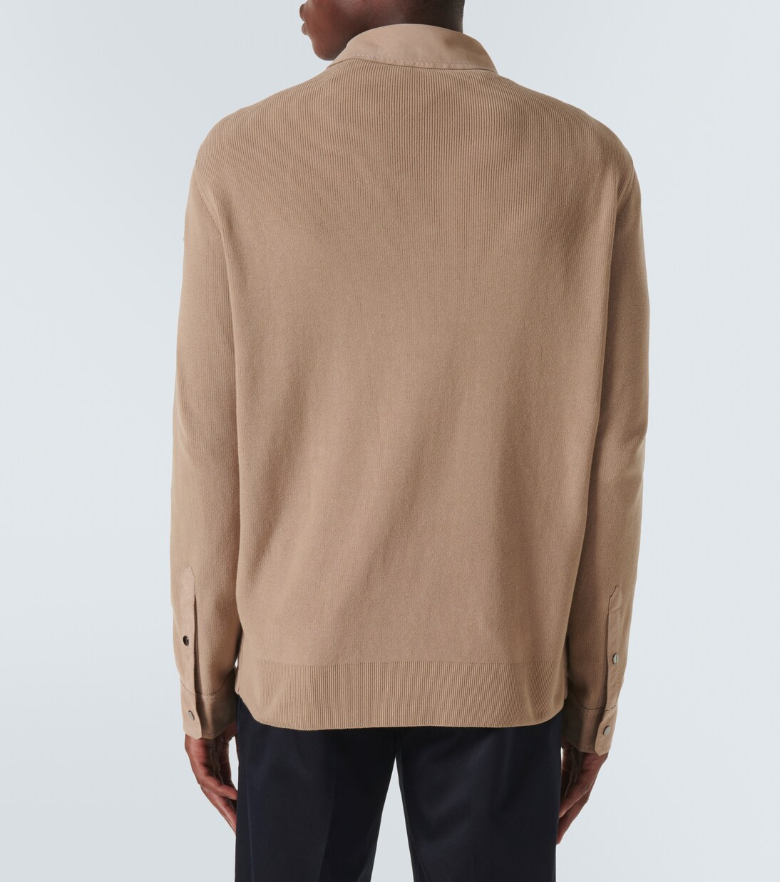Leather-trimmed wool cardigan | Moncler