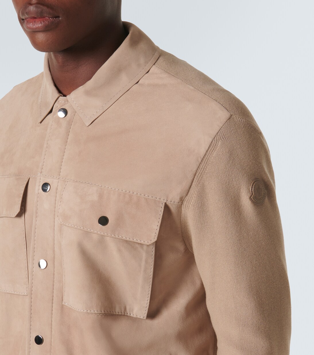 Leather-trimmed wool cardigan | Moncler