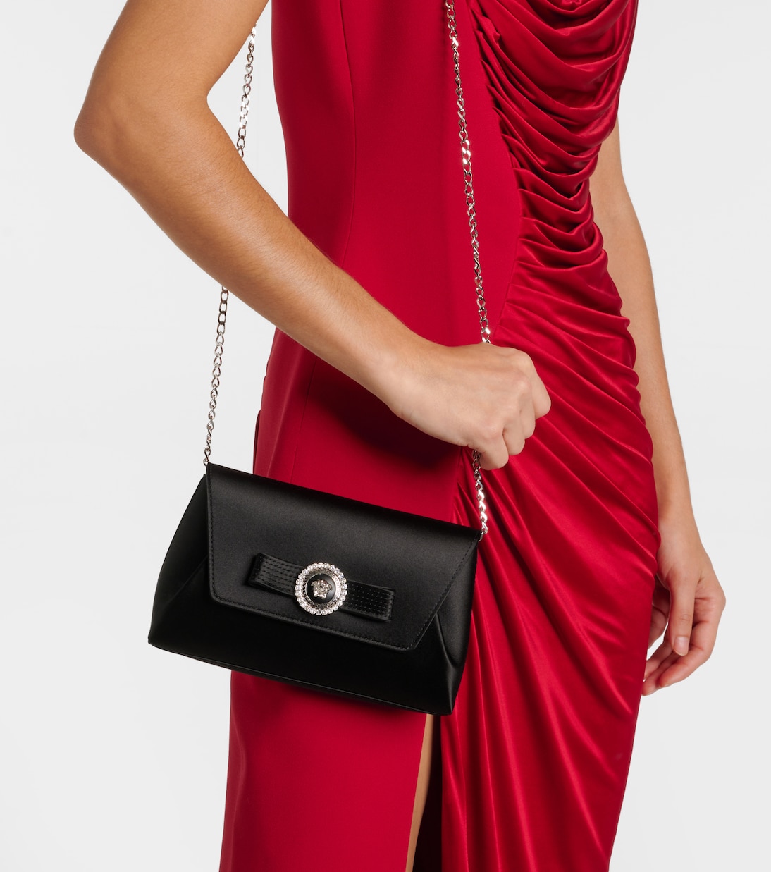 Pochette Gianni Ribbon Small en satin | Versace