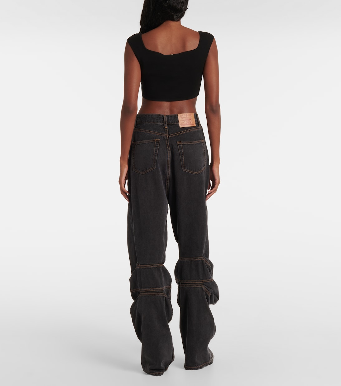 Evergreen Draped Cuff wide-leg jeans in blue - Y Project