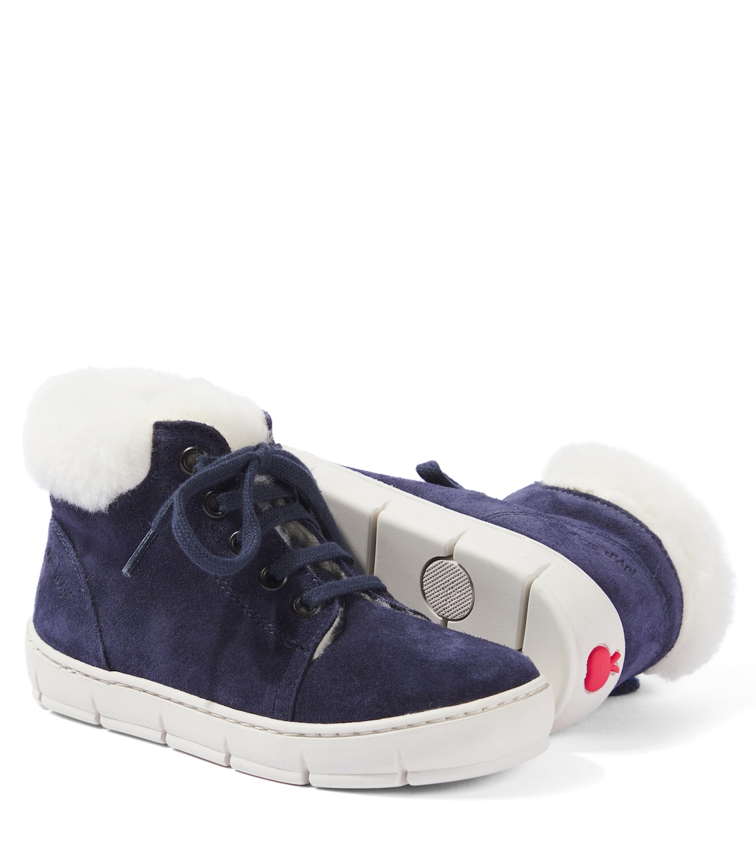 Sneakers Start Top aus Veloursleder mit Faux Fur | Pom d'Api