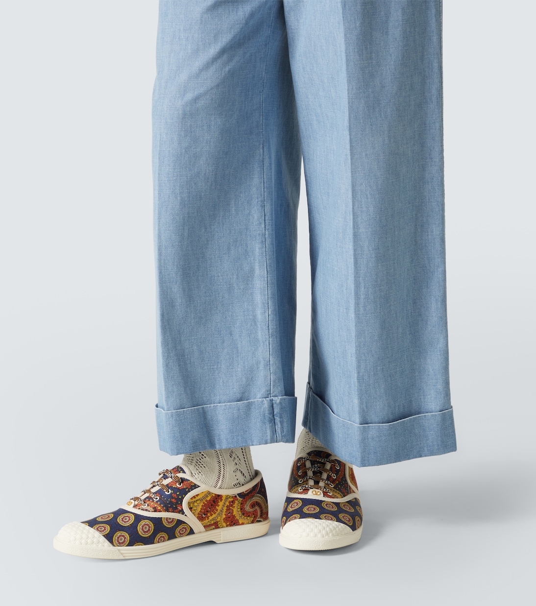 Jean ample raccourci à taille mi-haute | Valentino