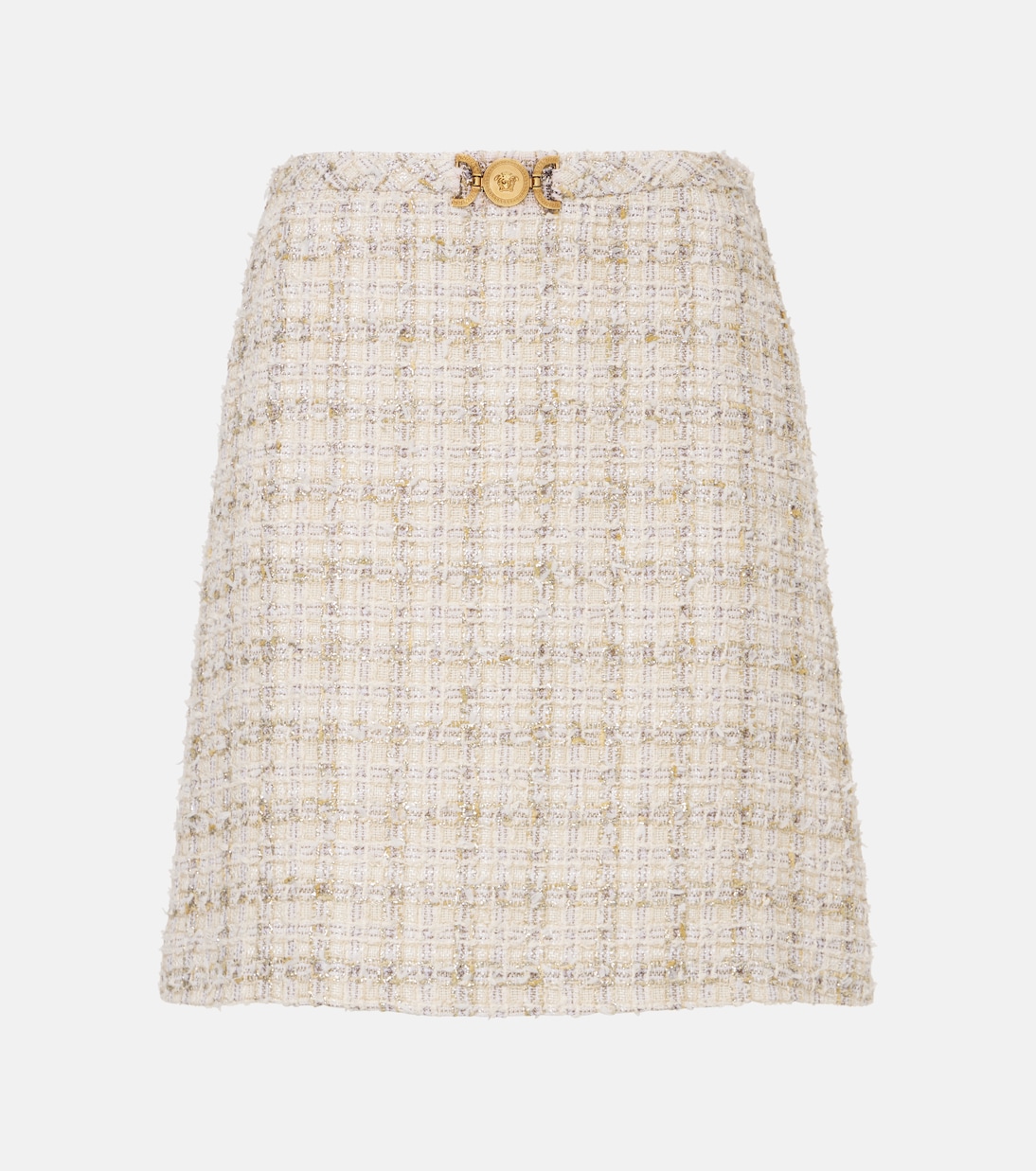 Minifalda de tweed adornada | Versace