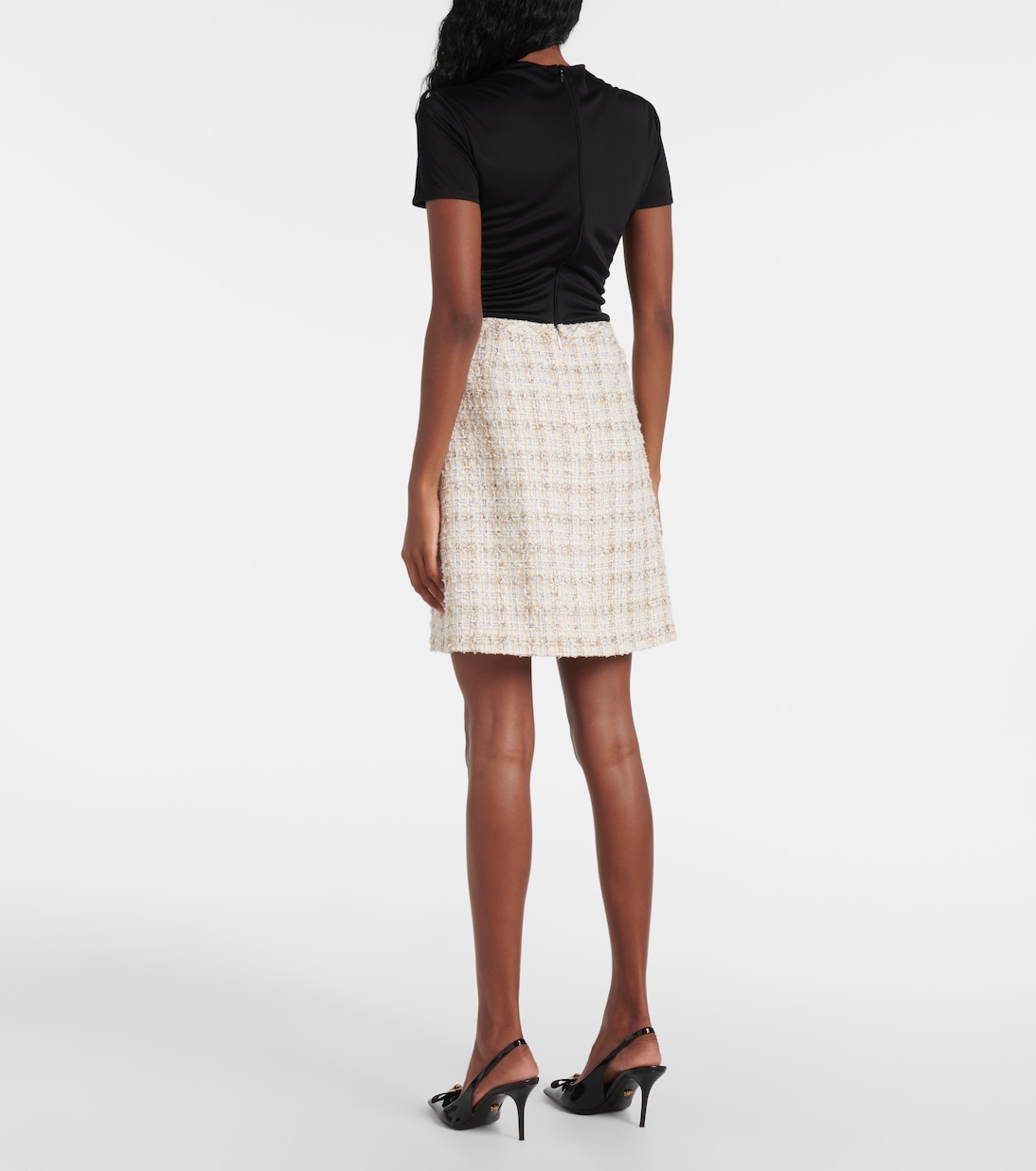 Minifalda de tweed adornada | Versace