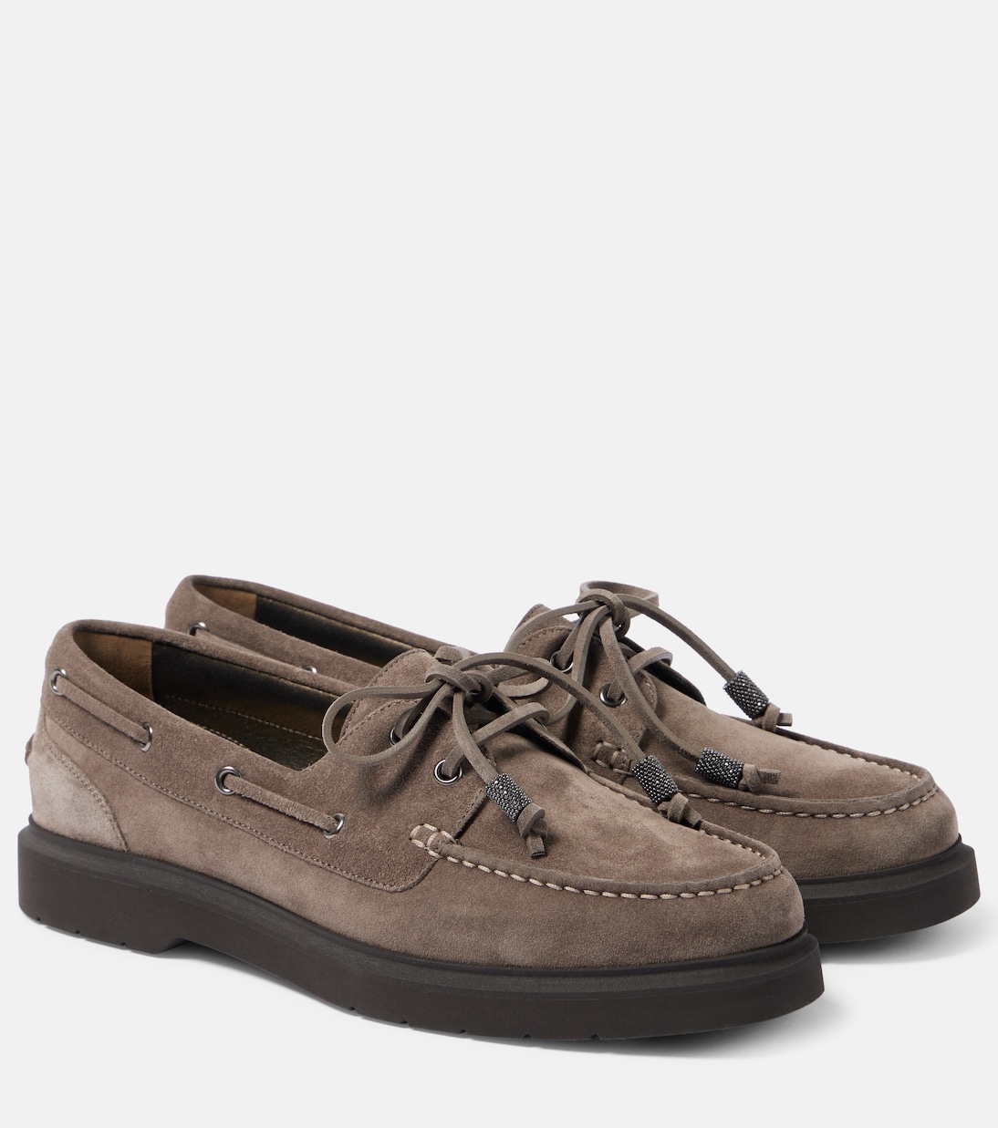 Mocassini Sail in suede con monili | Brunello Cucinelli