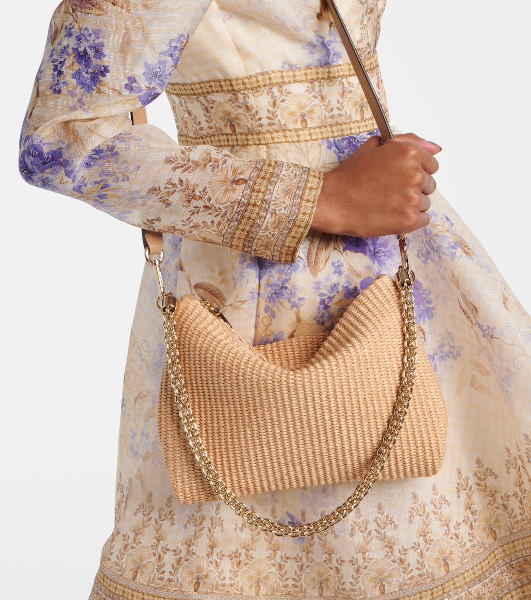 Callie raffia-effect shoulder bag | Jimmy Choo