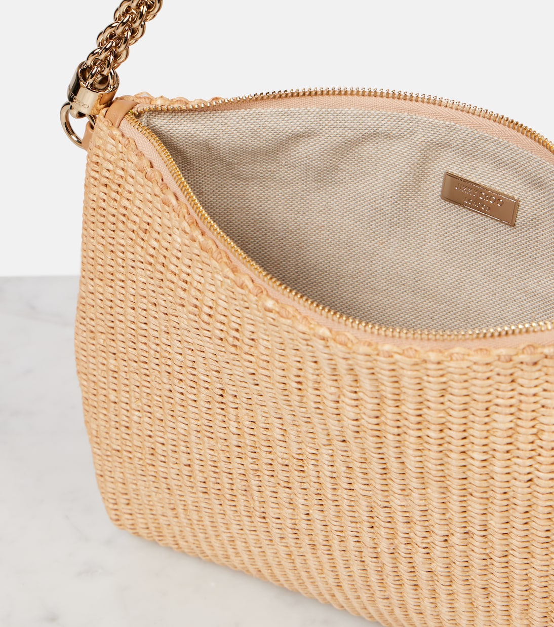 Callie raffia-effect shoulder bag | Jimmy Choo