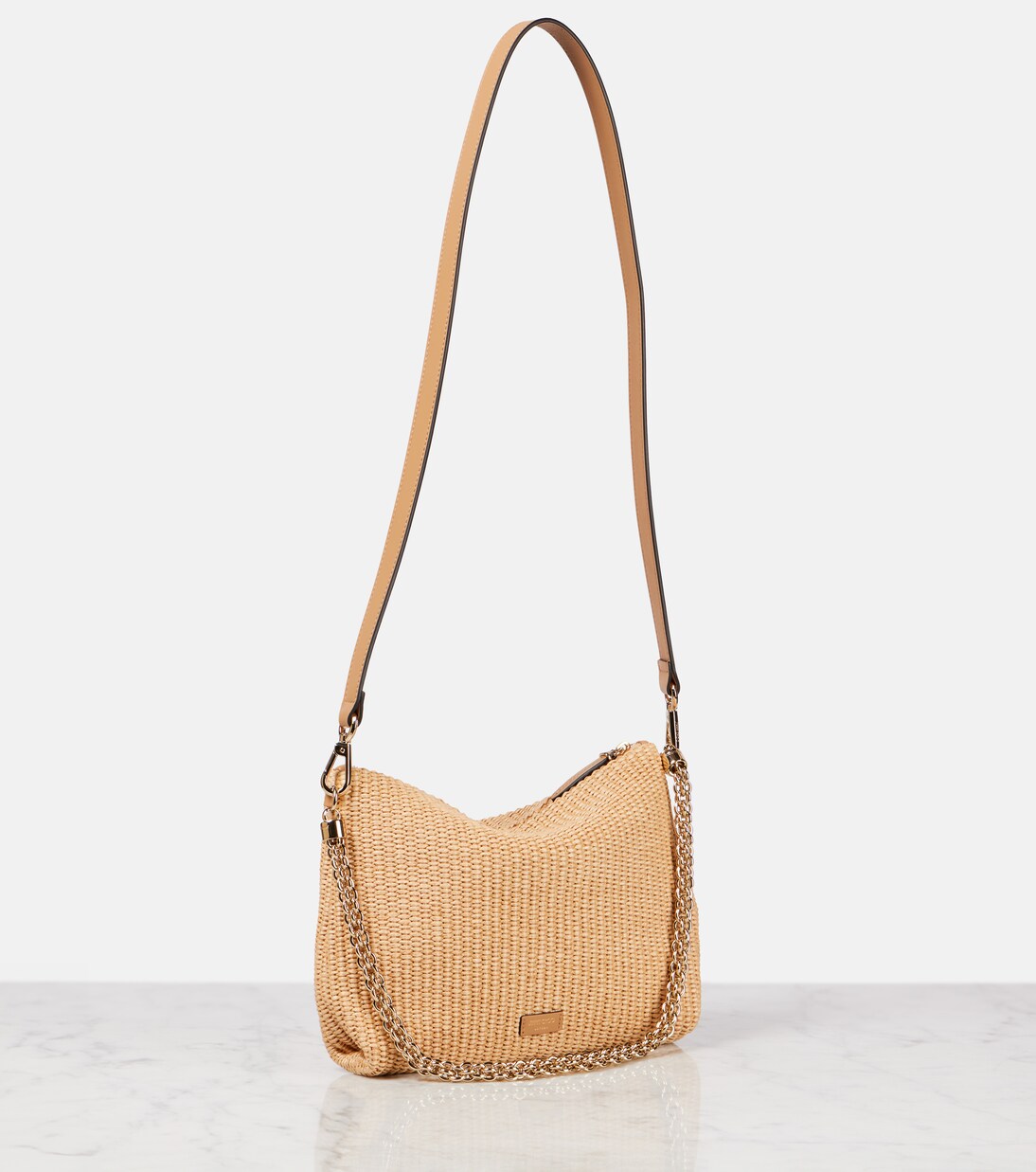 Callie raffia-effect shoulder bag | Jimmy Choo