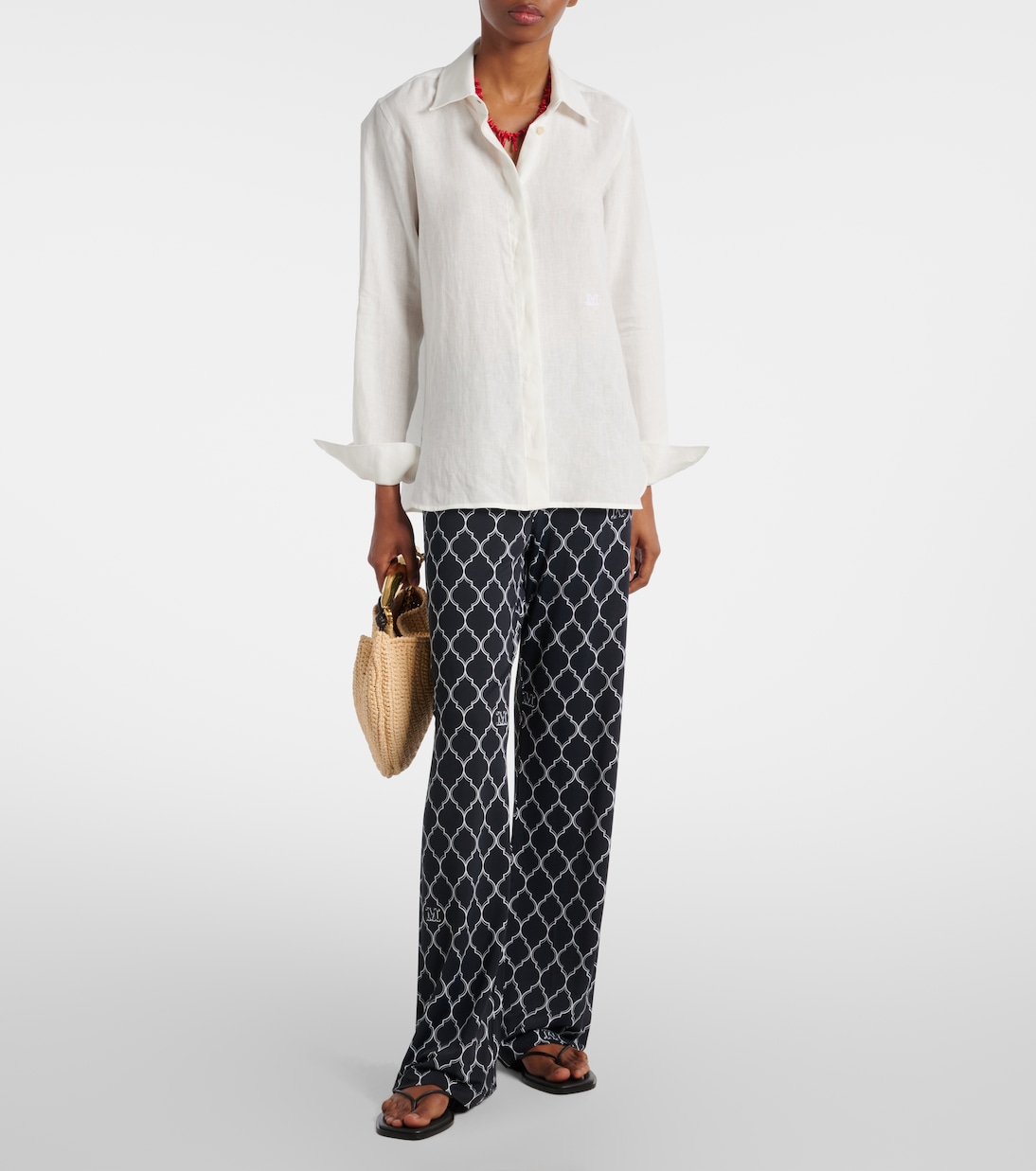 Pantalon droit imprimé à logo | Max Mara