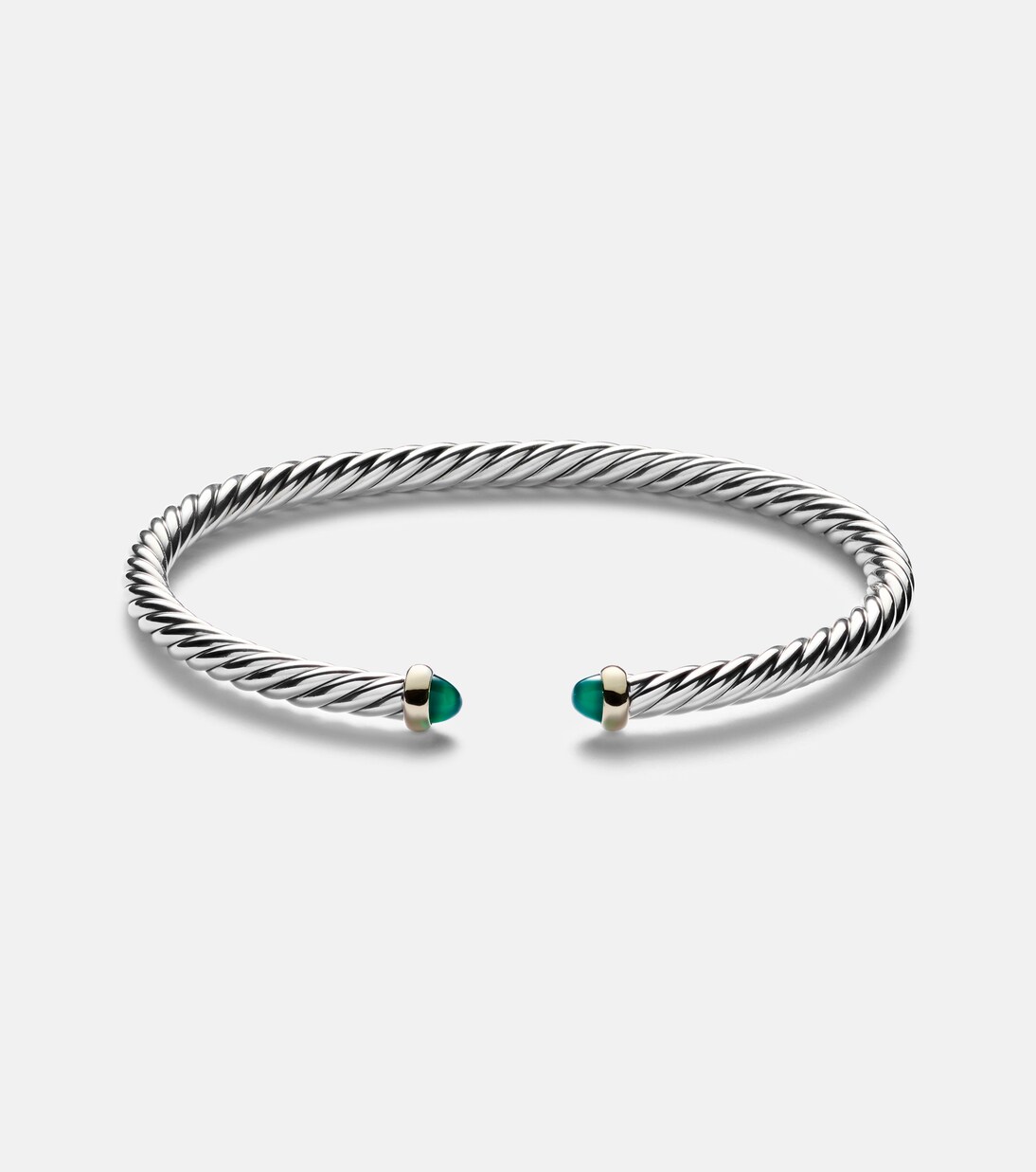 Bracciale flessibile in argento sterling e oro 14kt con dettagli in onice, design moderno DAVID YURMAN
